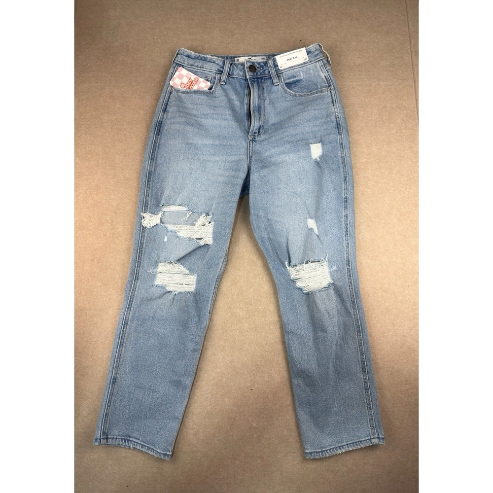 Hollister Mom Jeans 6S W28S Blue Curvy Ultra High-Rise Medium‎ Wash Denim